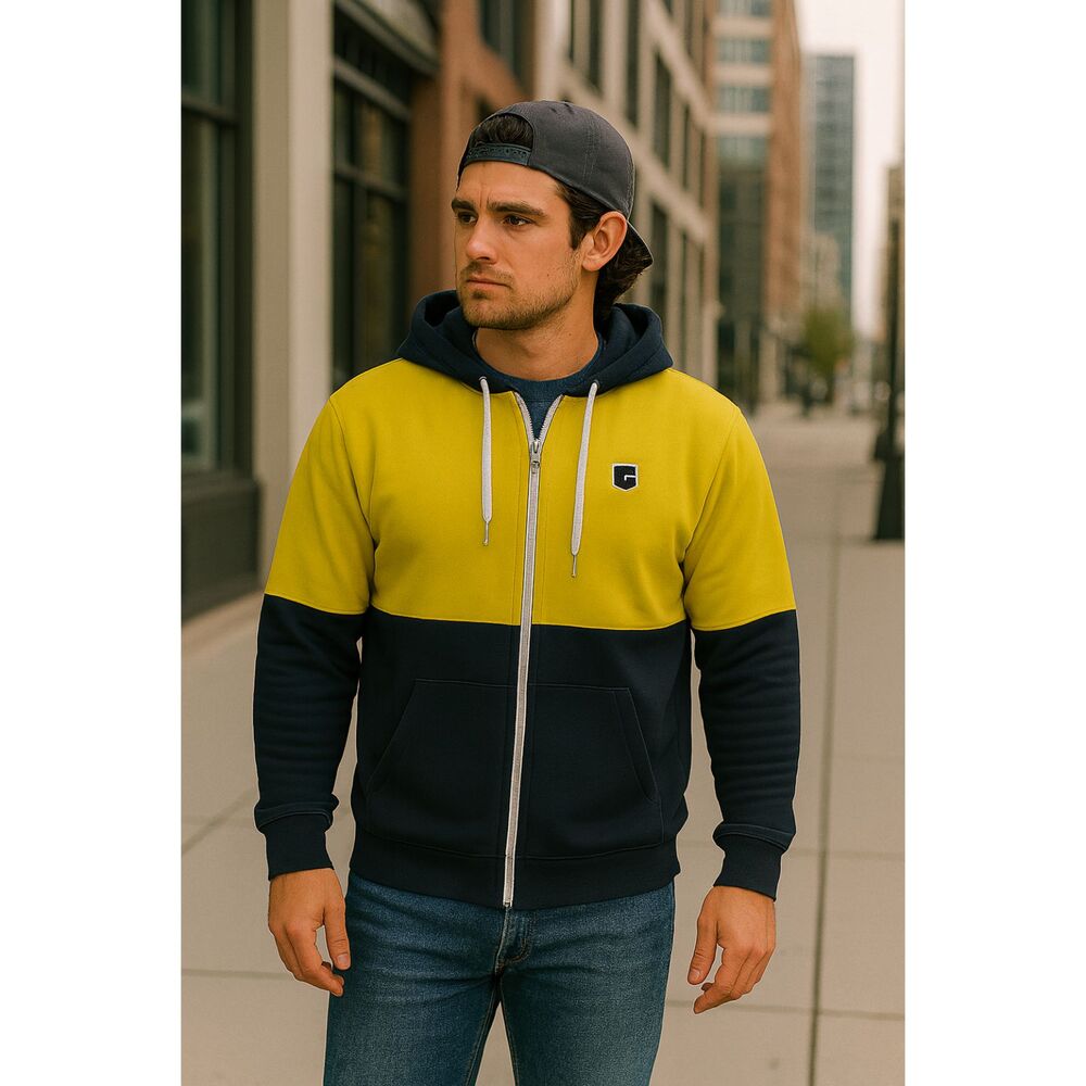 Rare! G-Star Raw Colorblock Yellow and Black Men's Zip-up Hoodie Jacket Size XXL